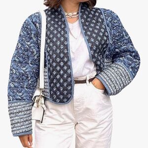 Cropped floral quilted jacket